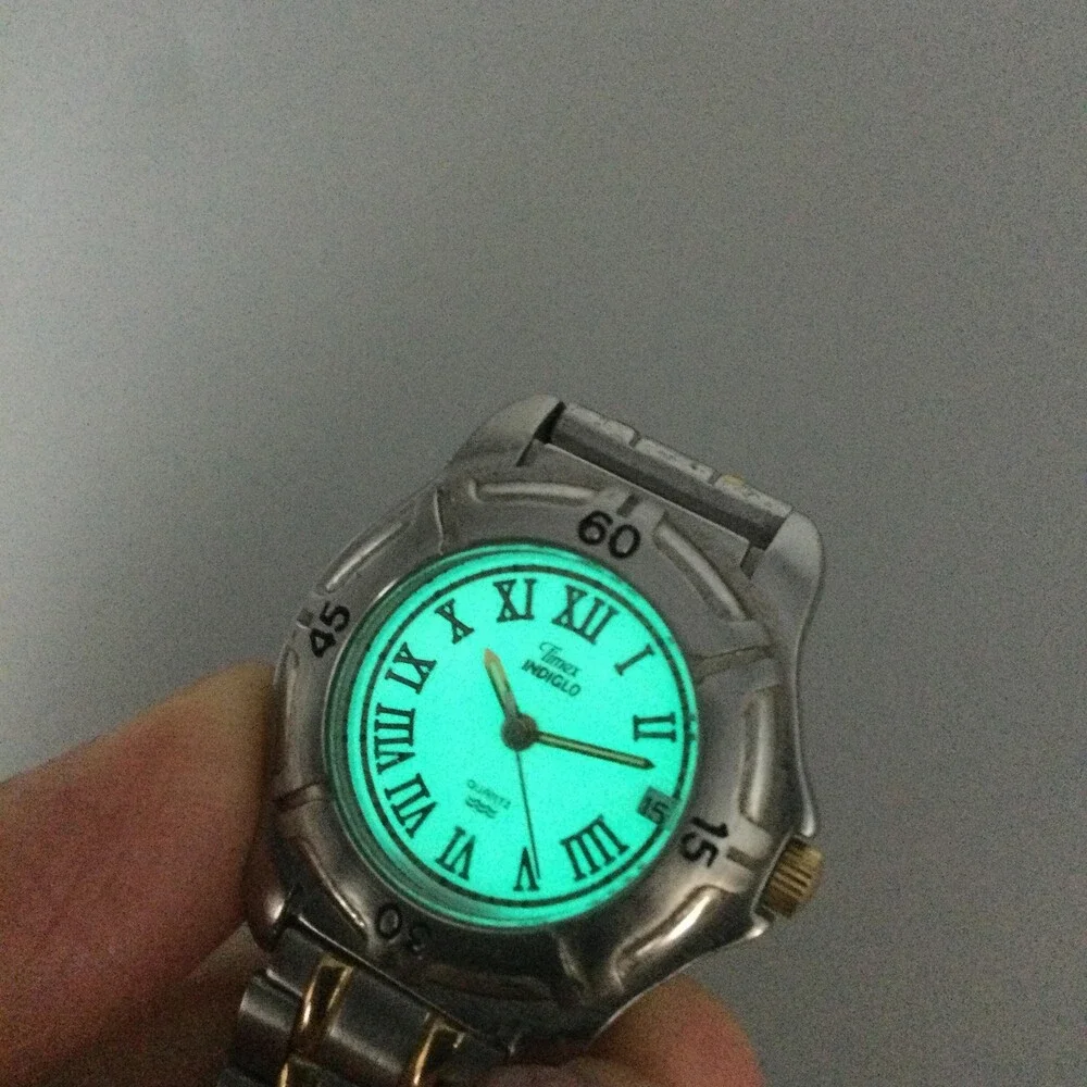 Timex Indiglo Womens Watch 28mm White Dial Two Tone Bracelet New Battery 5.5